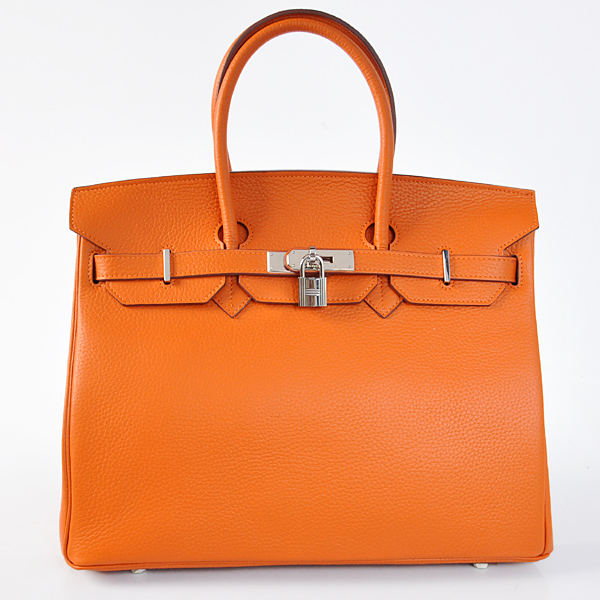 Hermes Birkin 35CM clemence leather in Orange with Silver hardware