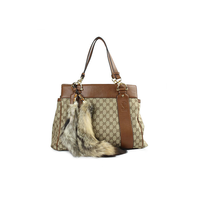 'smilla' tote with removable fur tails and bamboo