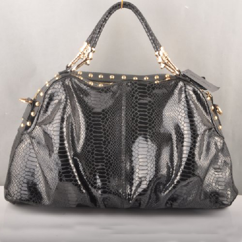 Miu Miu Snake Veins Tote Bags 90299 Black