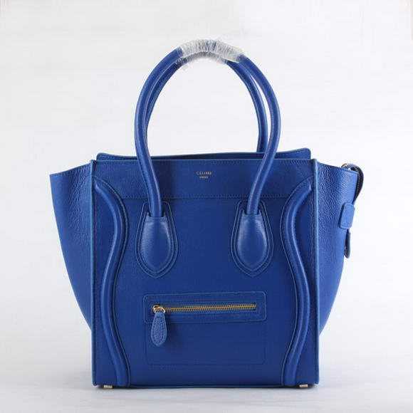 Celine Luggage Bags Medium in Lambskin Blue