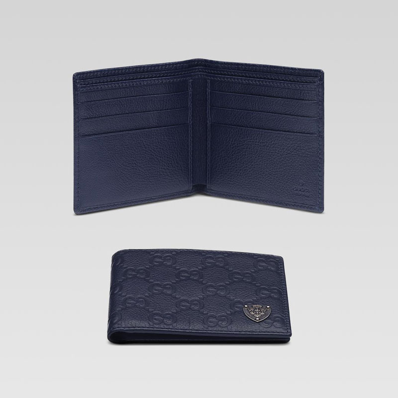 bi-fold wallet with metal gucci crest detail