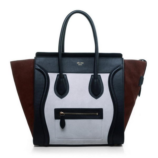 Celine Luggage Mini Boston Bags Original Suede&Calf Leather Black