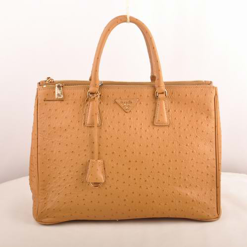 Prada Maxi Ostrich Leather Tote Bag Apricot