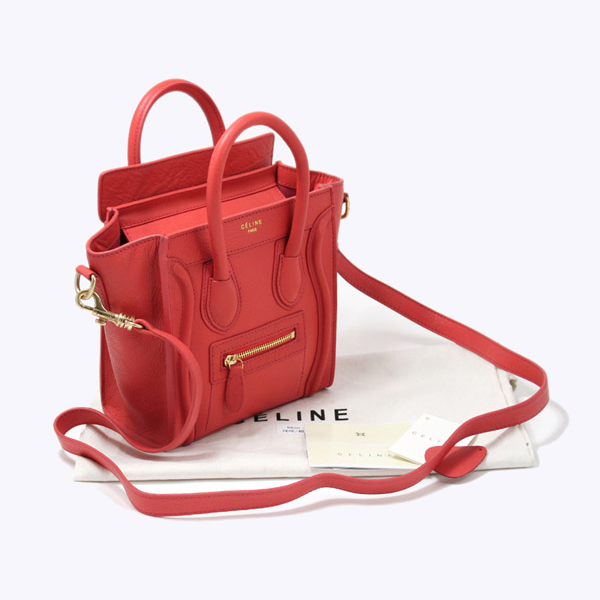 Celine Luggage small Fashion Bag Watermelon Red