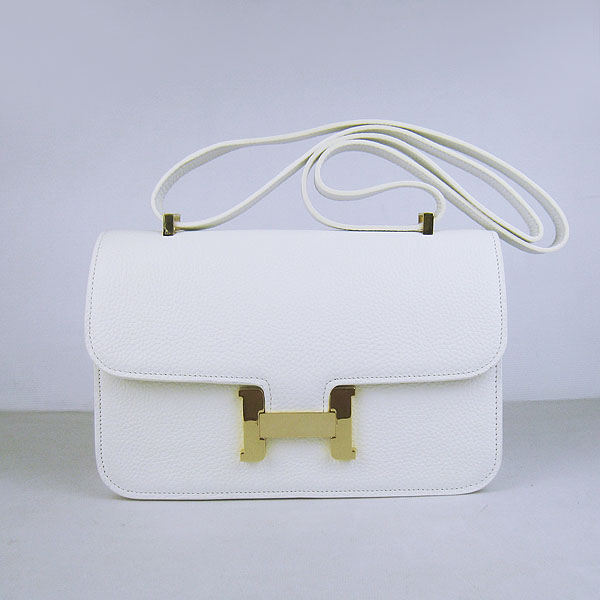 Hermes Constance Togo Leather Single Bag White Gold Hardware H020