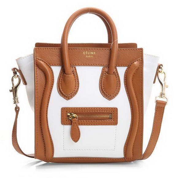 Celine Luggage Mini 165213MBA in Original Leather White Apricot