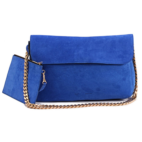 Celine Gourmette Small Bag in Suede Leather Royalblue