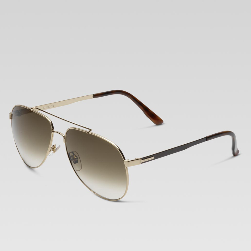 small aviator sunglasses with gucci logo on temple