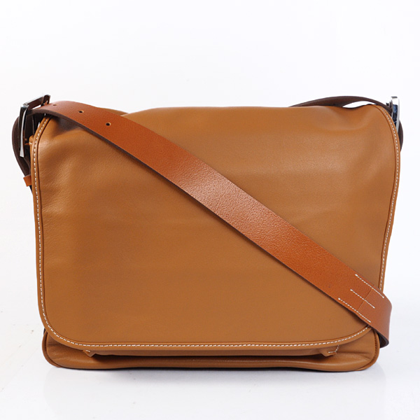 Hermes 35cm Barda men's bag Cowskin leather in Wheat