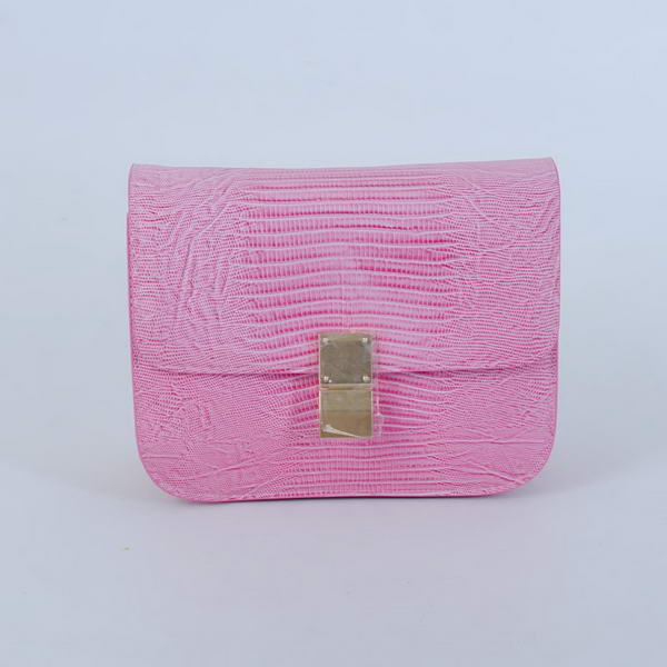 Celine Classic Box Small Flap Bag Lizard Leather Peach