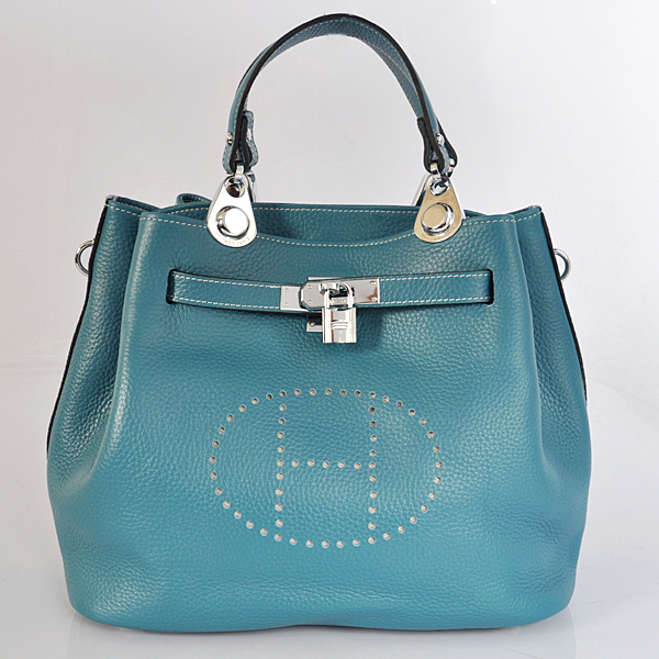 Hermes Mini so kelly bag in Medium Blue with Silver hardware