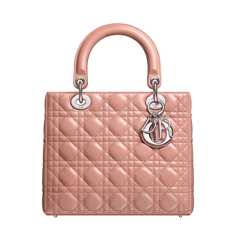 Rosewood leather 'Lady Dior' bag