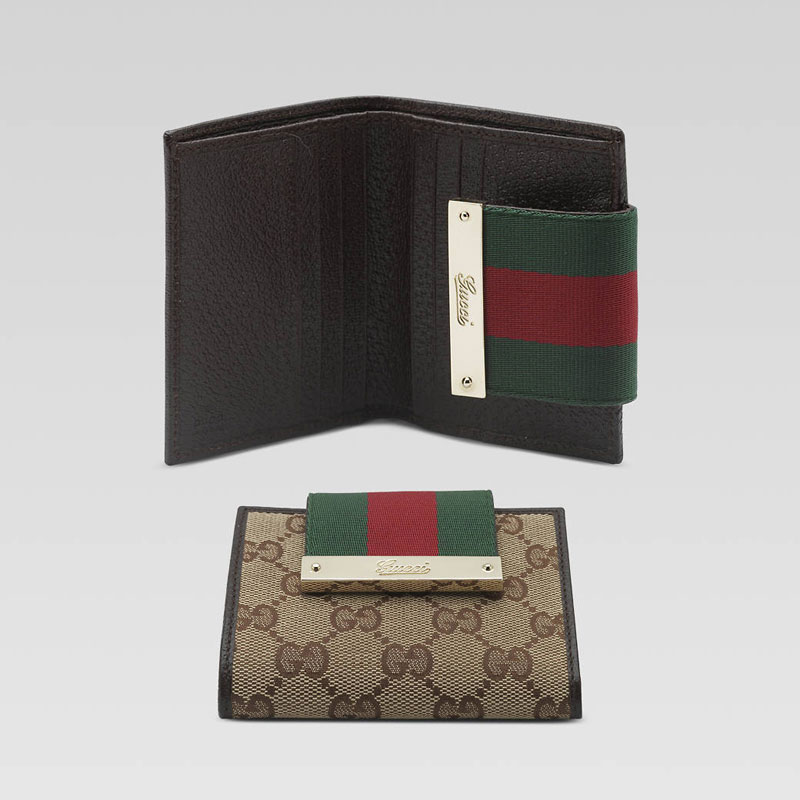 mini wallet with engraved gucci script logo