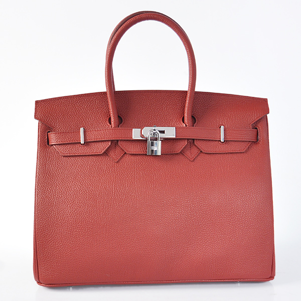 Hermes Birkin 35CM togo leather in Purplish red with Silver hardware