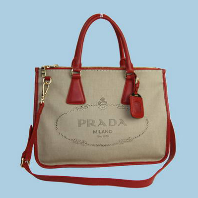 Fashion Prada City Canvas Tote Bag BN2161B Red