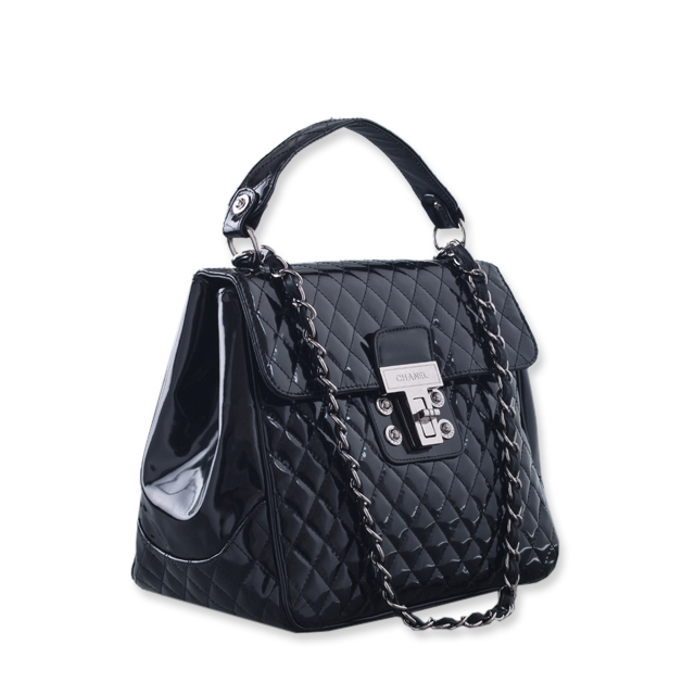 Chanel Quilted Patent Leather Flap Bag