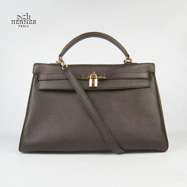 Hermes Kelly 35cm Togo Leather Bag Dark Coffee 6308 Gold Hardware