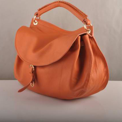 Miu Miu Flap Tote Bags Wheat with Orange Ostrich Veins 90320