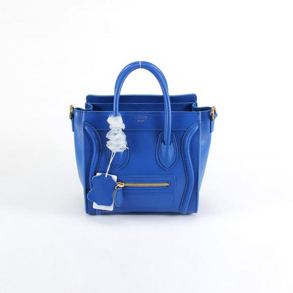 Celine Luggage Bags Mini in Lambskin Blue