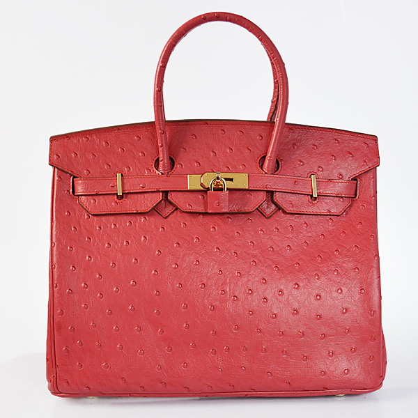 Hermes Birkin 35CM Ostrich stripes leather in Flame with Gold hardware