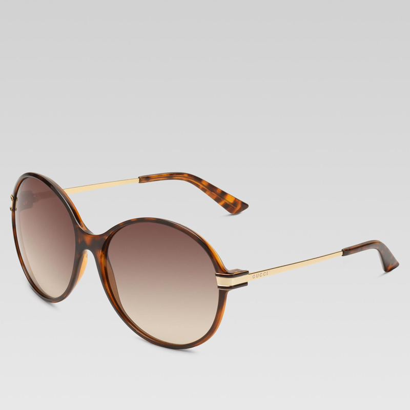 medium round frame sunglasses with gucci logo and