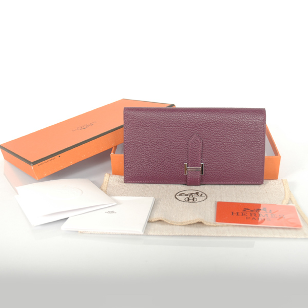 Hermes 2 fold wallet togo leather in Purple