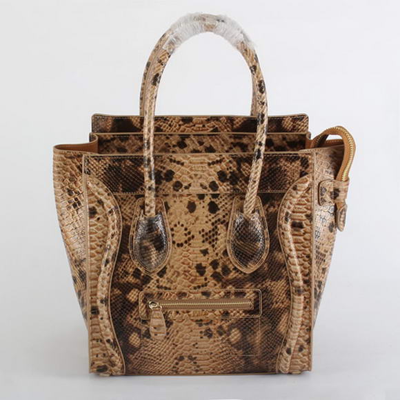 Celine Luggage Bags Medium in Snake Veins Apricot