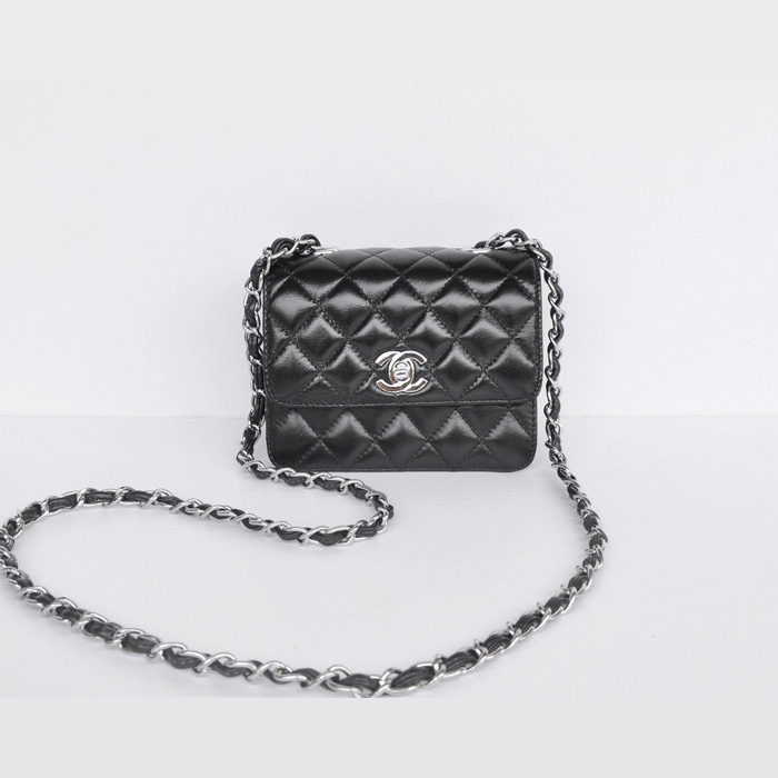 Chanel Classic Micro Flap Bag 1118 Black Sheepskin Silver Hardware