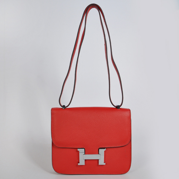 Hermes Constance Bag clemence leather in Flame with Silver hardware