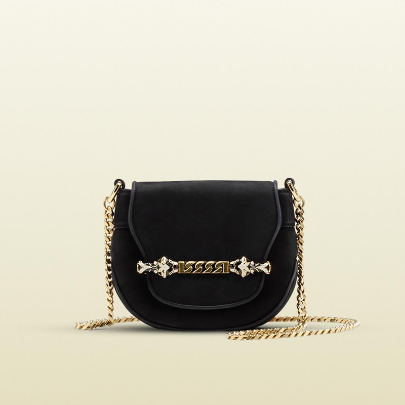 Gucci tigrette shoulder bag with tiger head and chain detail