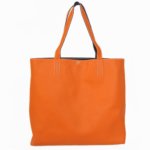 Hermes shopping bag clemence leather in Orange/Black