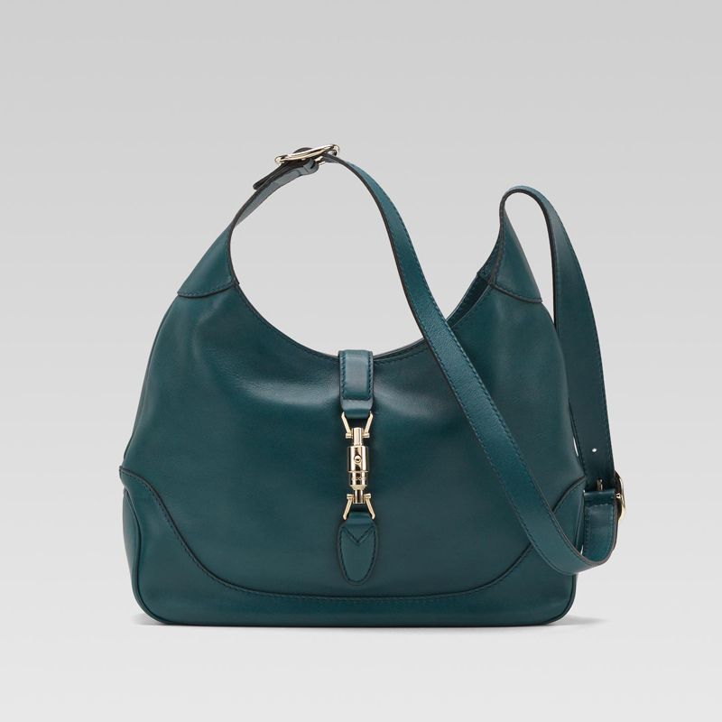 gucci jackie teal leather shoulder bag