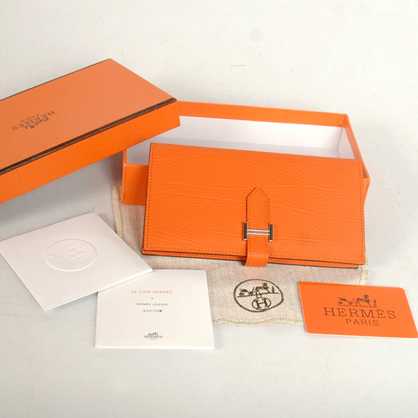 Hermes 2 flod original leather wallet in Orange