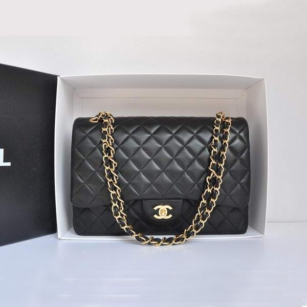 Chanel Original Leather Jumbo Flap Bag A47600 Black Gold