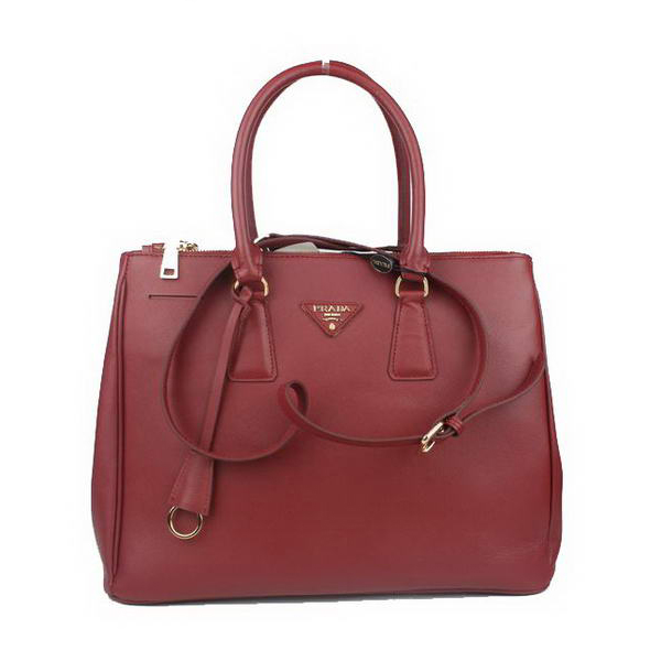 Prada Saffiano Calf Leather Tote Bag BN5023 Wine