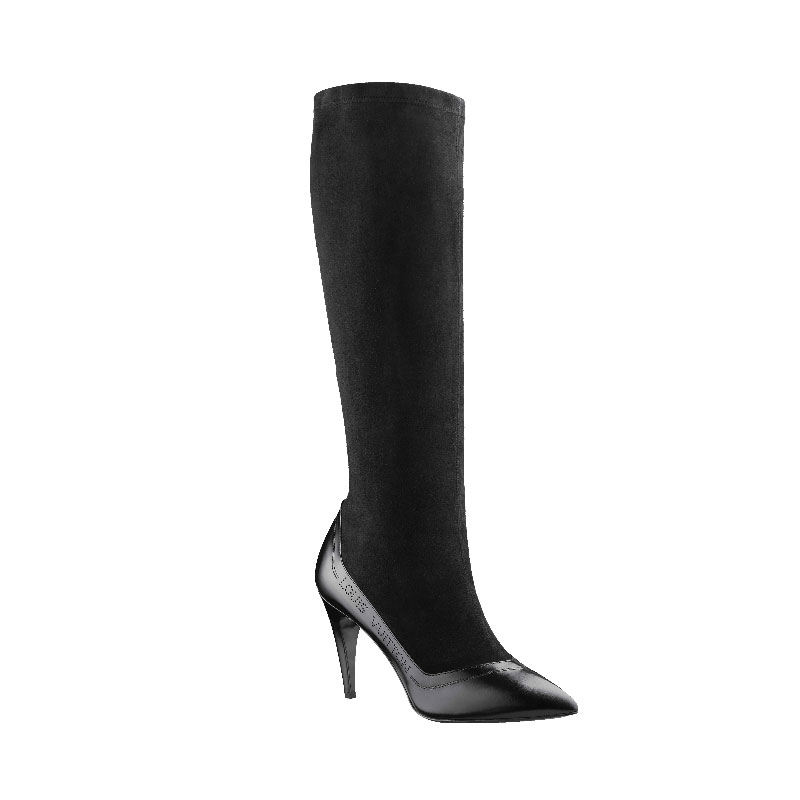 FRIVOLOUS HIGH BOOT 9CM IN GLAZED CALF LEATHER AND