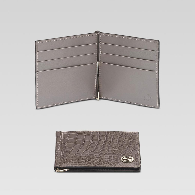 money clip wallet with guilloche interlocking G de