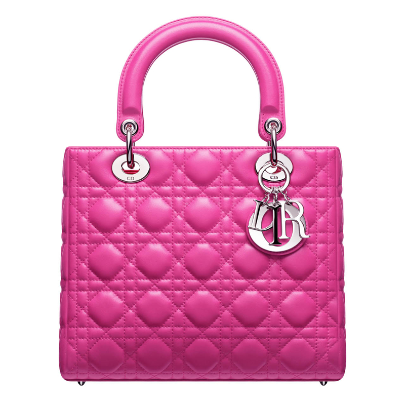 Sorbet pink leather 'Lady Dior' bag