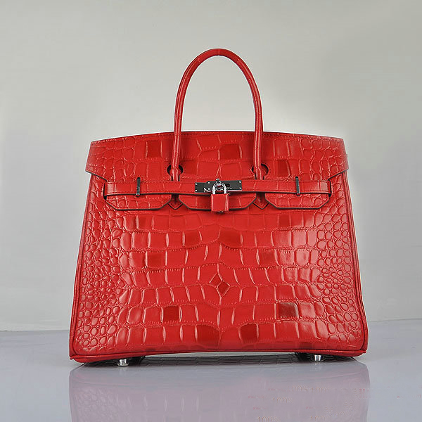 Hermes Birkin 35CM Tote Bag Croco Leather H6089 Red