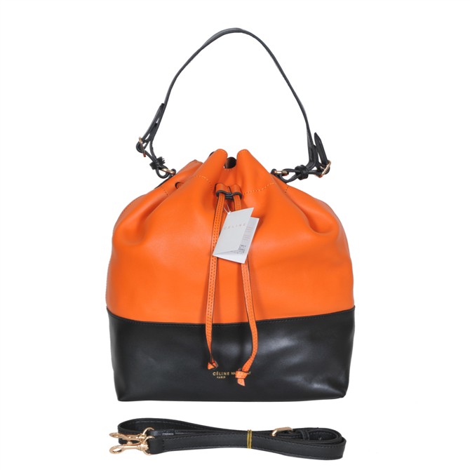 Celine Double Shoulder Bags 3385 Orange/Black