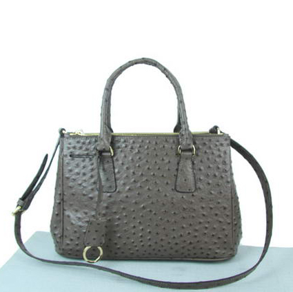 Prada Ostrich Leather Tote Bag BN1801 Grey