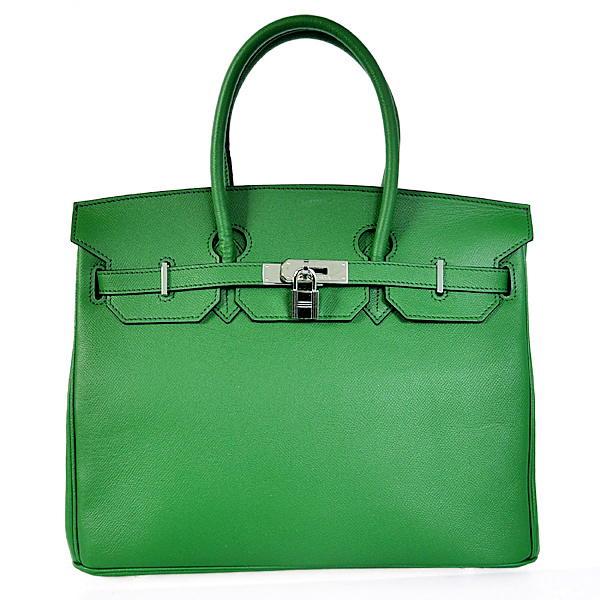 Hermes Birkin 35CM Palm stripes leather in Dark green with Silver hardware