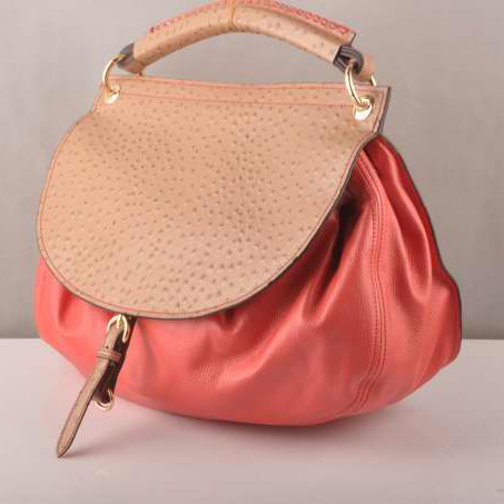 Miu Miu Flap Tote Bags Watermelon Red with Wheat Ostrich Veins 90320