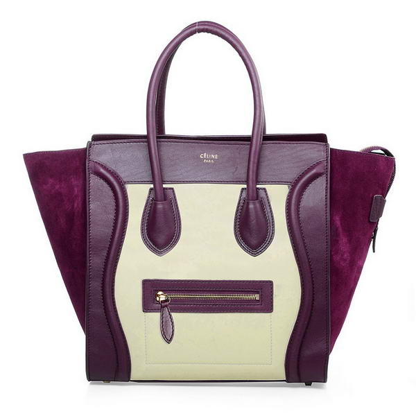 Celine Luggage Mini Boston Bags Original Leather&Suede Purple