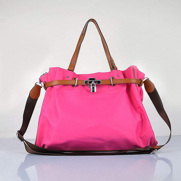 Top Quality Hermes 2012 Waterproof Fabric Shoulder Bag Peach