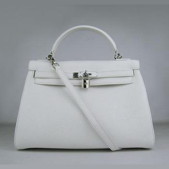 Hermes Kelly Handbags 32CM White(silver)