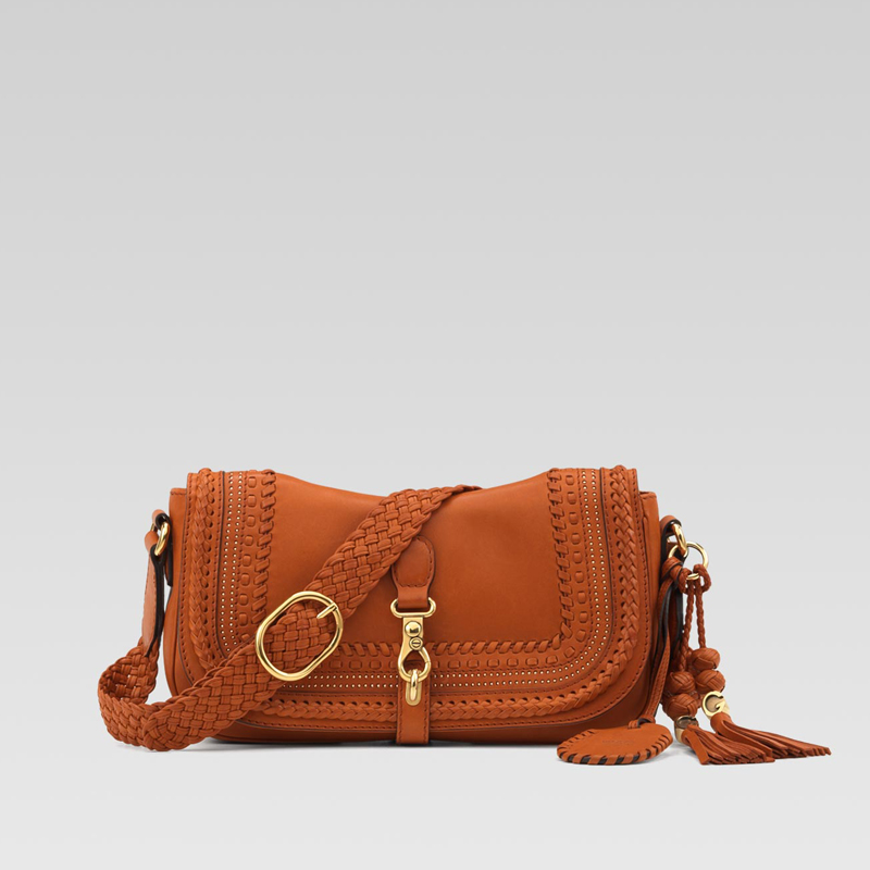 'handmade' medium shoulder bag with woven leather