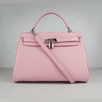 Hermes Kelly Handbags 32CM Pink(silver)