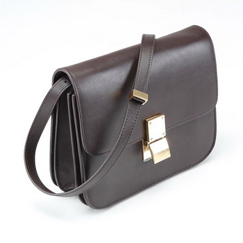 Celine Cow Leather Handbag 80077 Dark Coffee