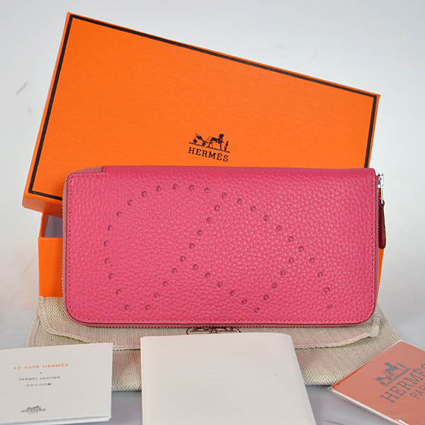 Hermes Evelyn Wallet clemence leather in Peach